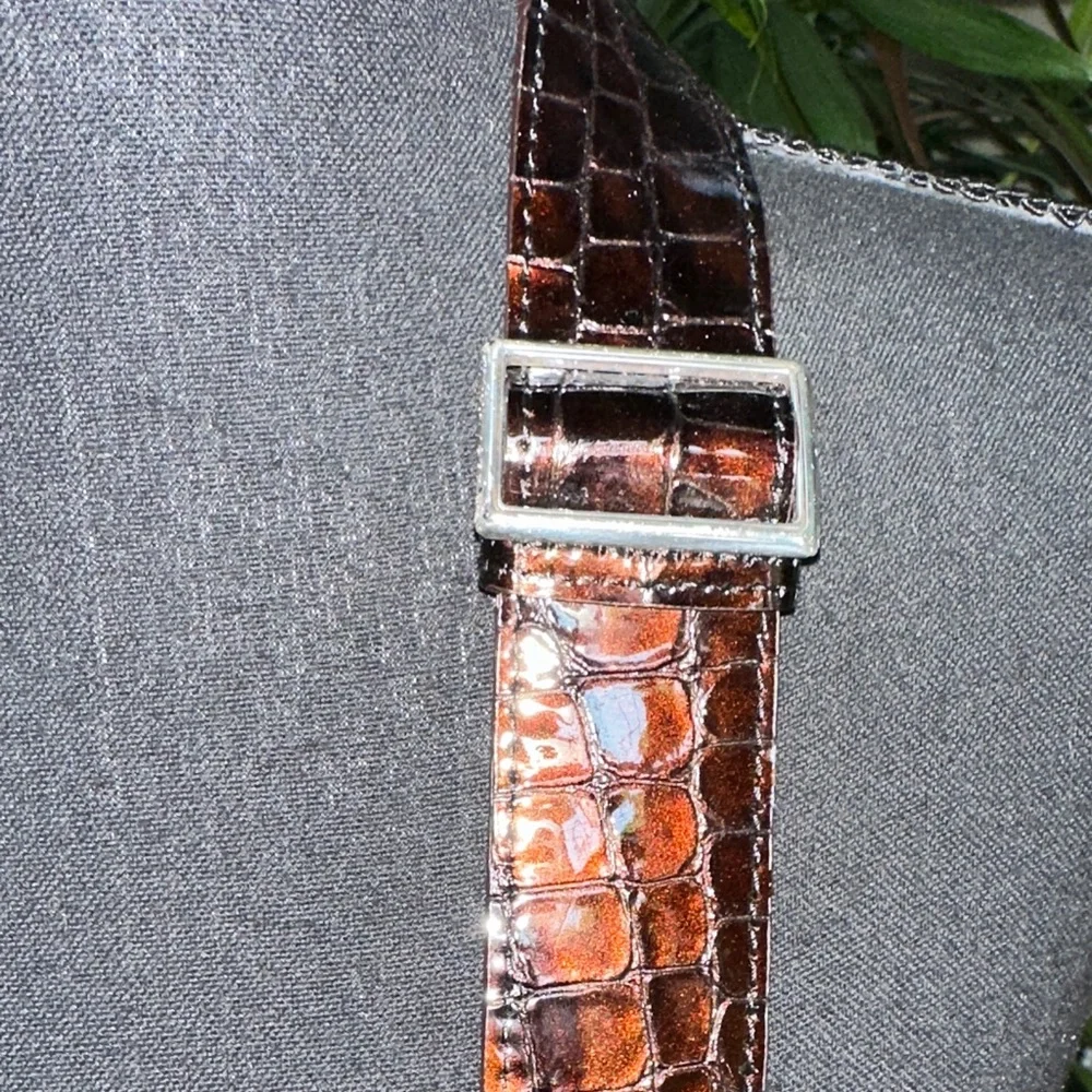 Brighton Black and Brown Crocodile leather nylon Crossbody with sunglasses case - Picture 4 of 15